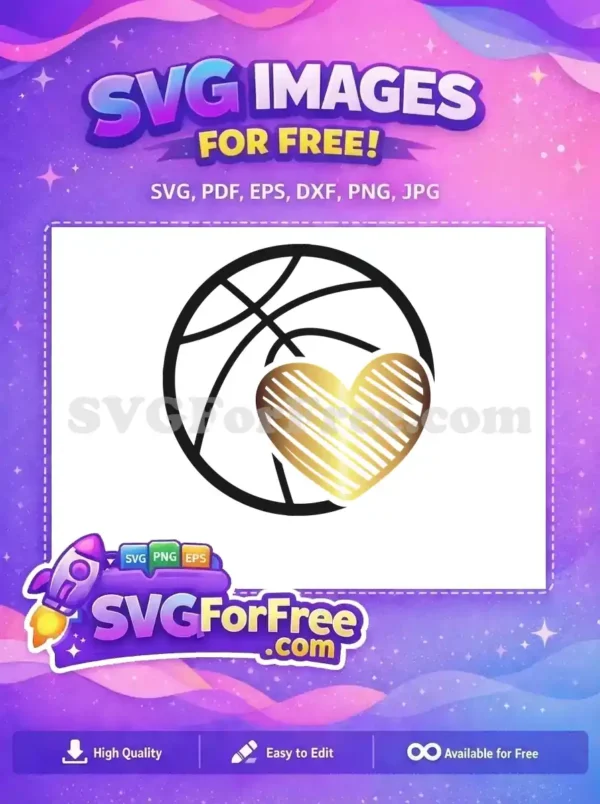 Free Gold Heart Stripes Free Basketball Sport Free SVG