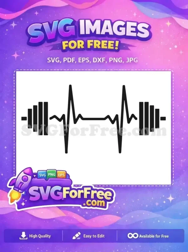Free Heartbeat Barbell Free Gym Fitness Sport Free SVG