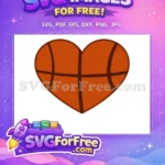 Free Orange Heart Basketball Free Sport Valentine Free SVG - Instant Download