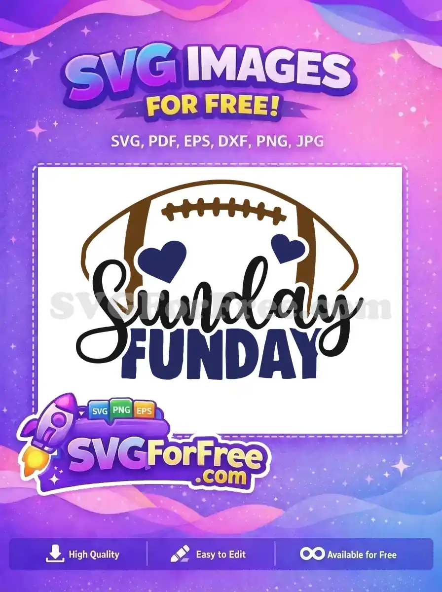Free Brown Football Free Navy Hearts Sunday Funday Free SVG 2