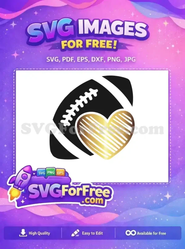 Free Black Football Free Golden Heart Sport Free SVG