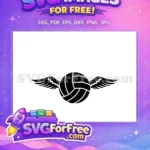 Free White Volleyball Free with Wings Sport Free SVG - Instant Download