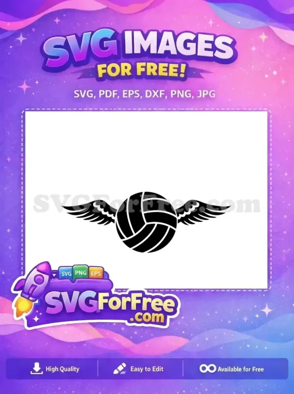 Free White Volleyball Free with Wings Sport Free SVG