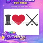 Free Hockey Heart Red Free Hockey Sticks Sport Free SVG - Instant Download