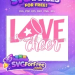 Free Pink Cheerleader Megaphone Free Love Cheer Design Free SVG - Instant Download
