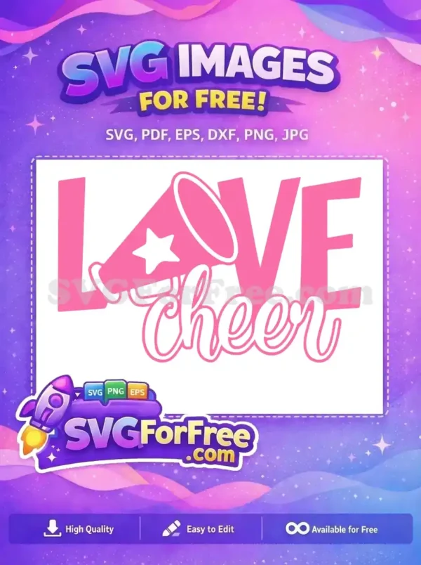 Free Pink Cheerleader Megaphone Free Love Cheer Design Free SVG