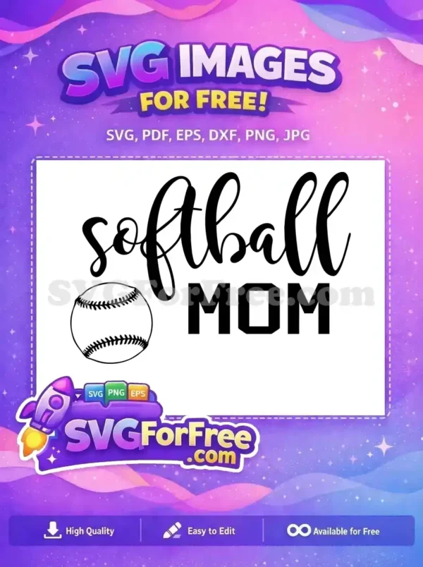 Free Softball Stitch Free Mom Cutout Sport Free SVG