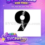 Free Number Nine Free Baseball Stitches Sport Free SVG - Instant Download