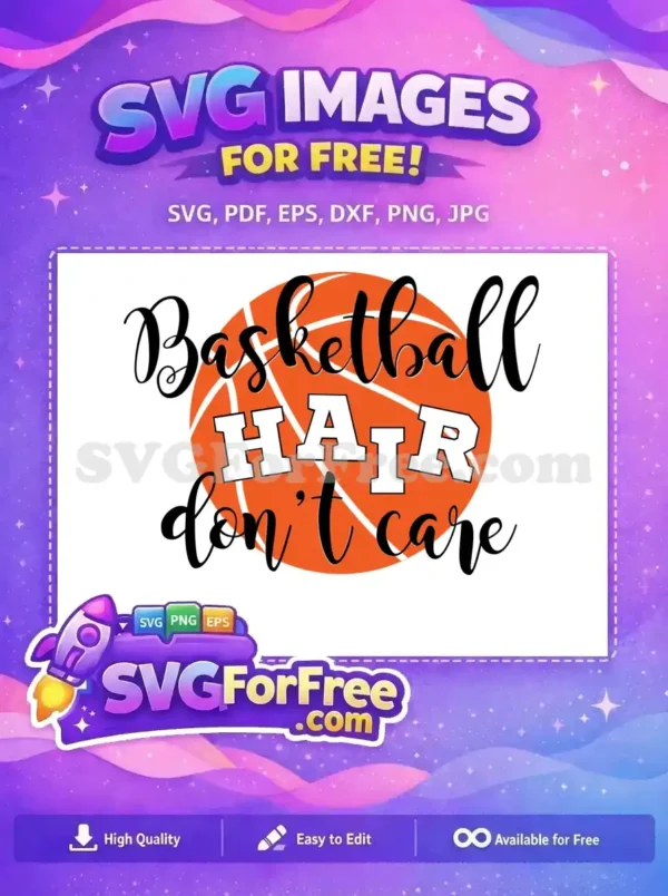 Free Orange Basketball Free Hair Don't Care Sport Free SVG 2