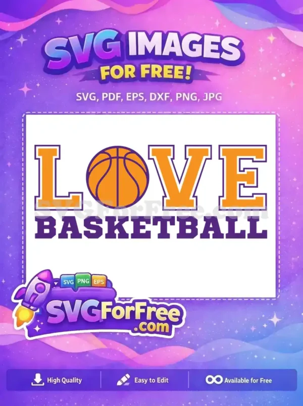 Free Purple Orange Letters Free Basketball Art Free SVG