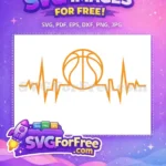 Free Orange Basketball Free Heartbeat Sport Free SVG - Instant Download