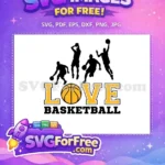 Free Players Silhouette Free Yellow Love Basketball Free SVG - Instant Download