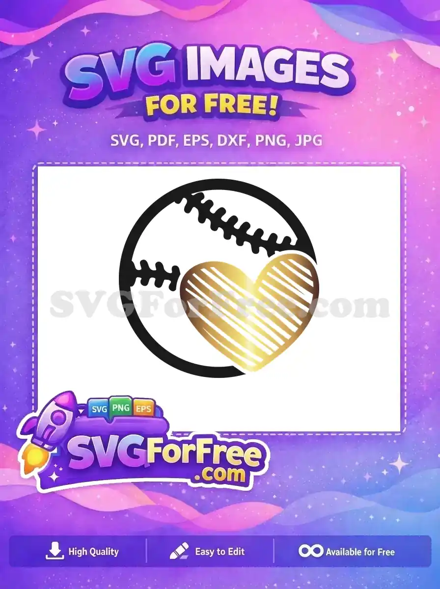 Free Baseball Stitching Free Golden Heart Sport Free SVG