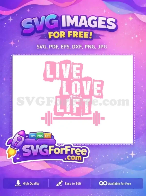 Free Pink Barbell Free Gym Motivation Live Love Free SVG