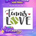 Free Tennis Ball Free Heart Sport Love Free SVG - Instant Download