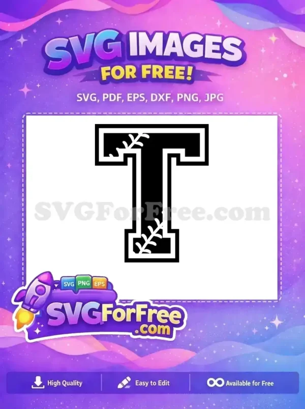 Free Baseball Stitch Free Letter T Sport Free SVG