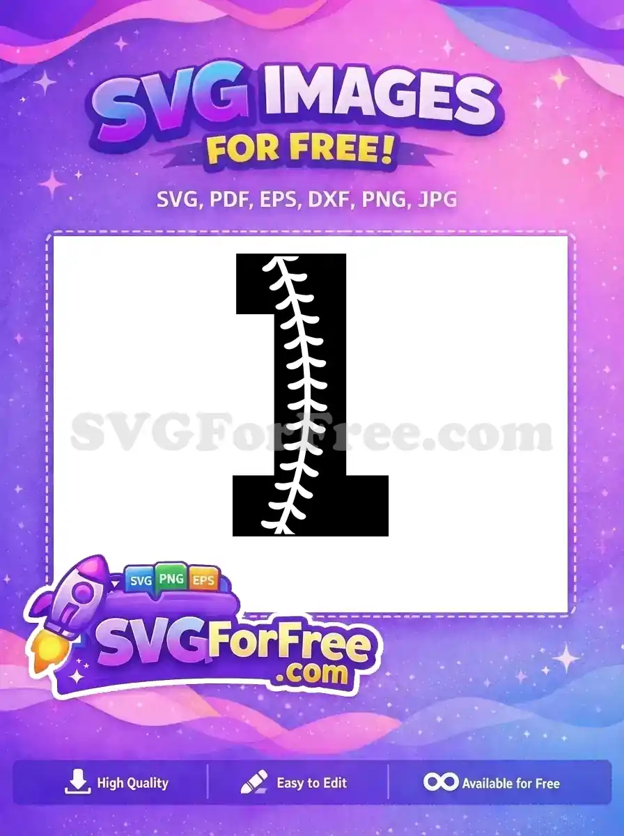 Free Baseball Stitching Free Sport Number One Free SVG 2
