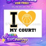 Free Black Yellow Letter Free Basketball Heart My Court Free SVG - Instant Download