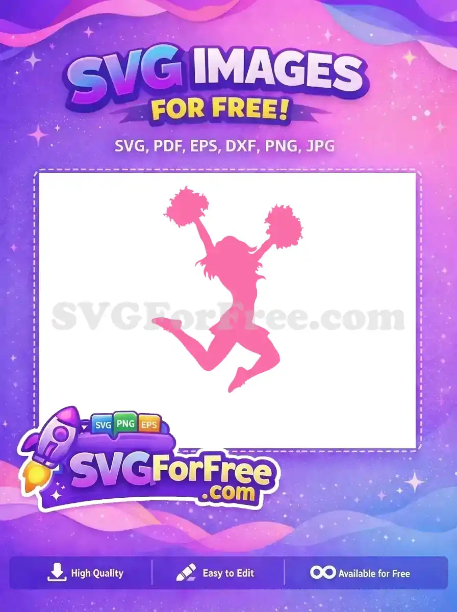 Free Pink Pom Poms Free Cheerleader Jumping Sport Free SVG