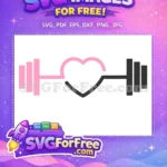 Free Pink Dumbbell Free Heart Sport Silhouette Free SVG - Instant Download