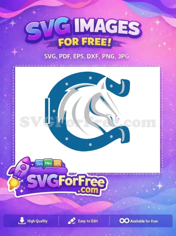 Free Blue Horseshoe Free Silver Mane Sport Logos Free SVG
