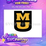 Free Gold MU Initial Free Black Background Sport Free SVG - Instant Download