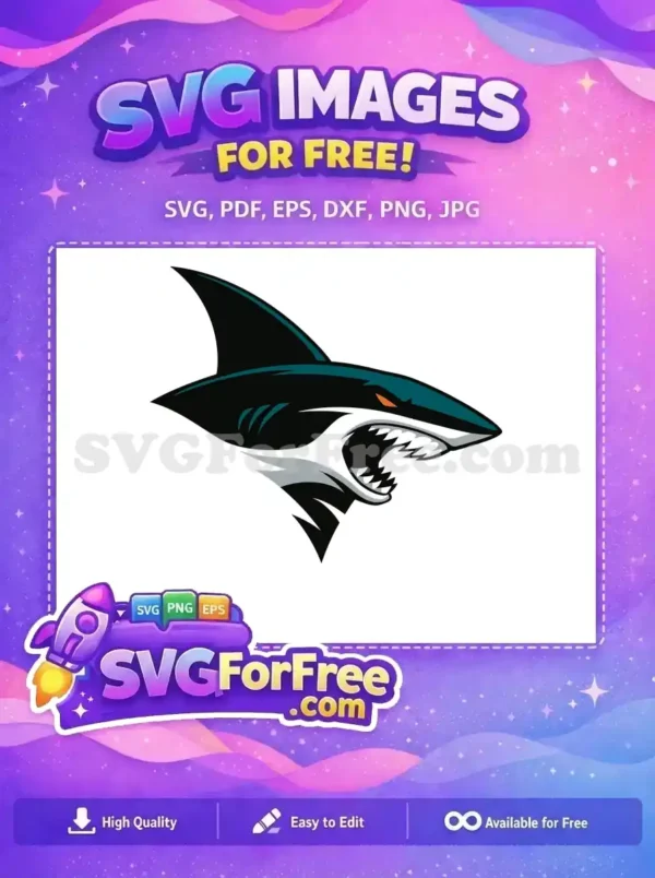 Free Teal Black Shark Free Orange Eyes Sport Free SVG