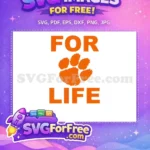 Free Orange Paw Print Free For Life Slogan Clemson Tigers Free SVG - Instant Download