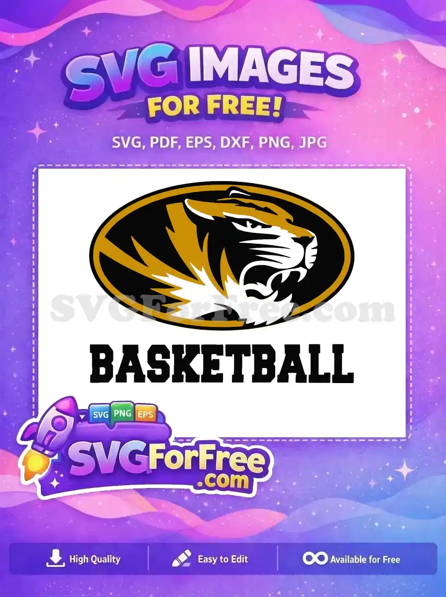 Free Gold Black Roaring Tiger Free Basketball Team Missouri Tigers Free SVG