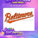 Free Orange Cursive Script Free Black Outline Swoosh Baltimore Orioles MLB Free SVG - Instant Download