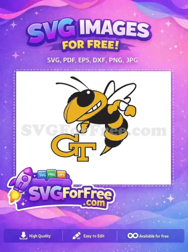 Free Smiling Yellowjacket Free Sport Logos Georgia Tech Free SVG