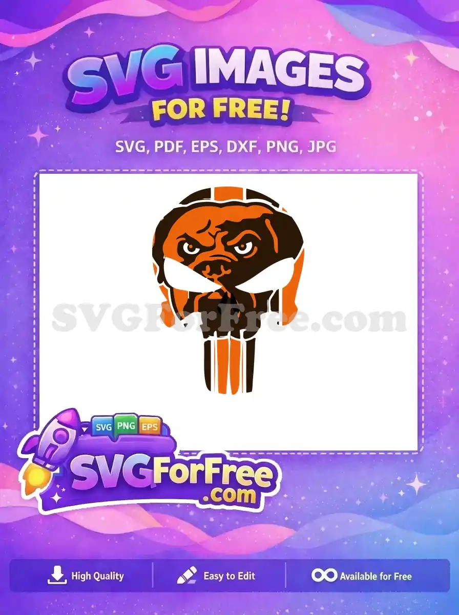 Free Orange Brown Dog Skull Free Punisher Style Logo Free SVG
