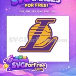 Free Purple Gold Logo Free Basketball Graphic Lakers Free SVG - Instant Download