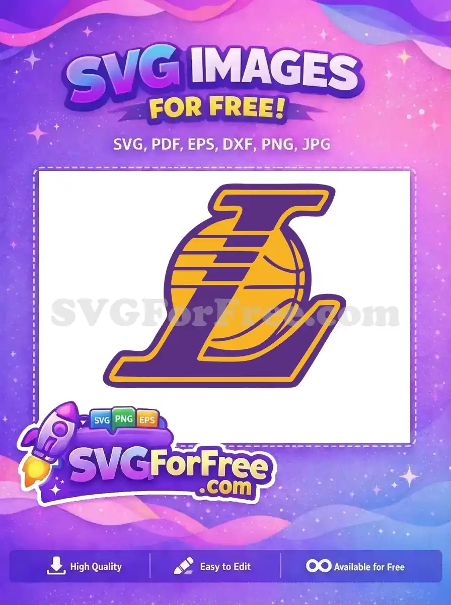 Free Purple Gold Logo Free Basketball Graphic Lakers Free SVG