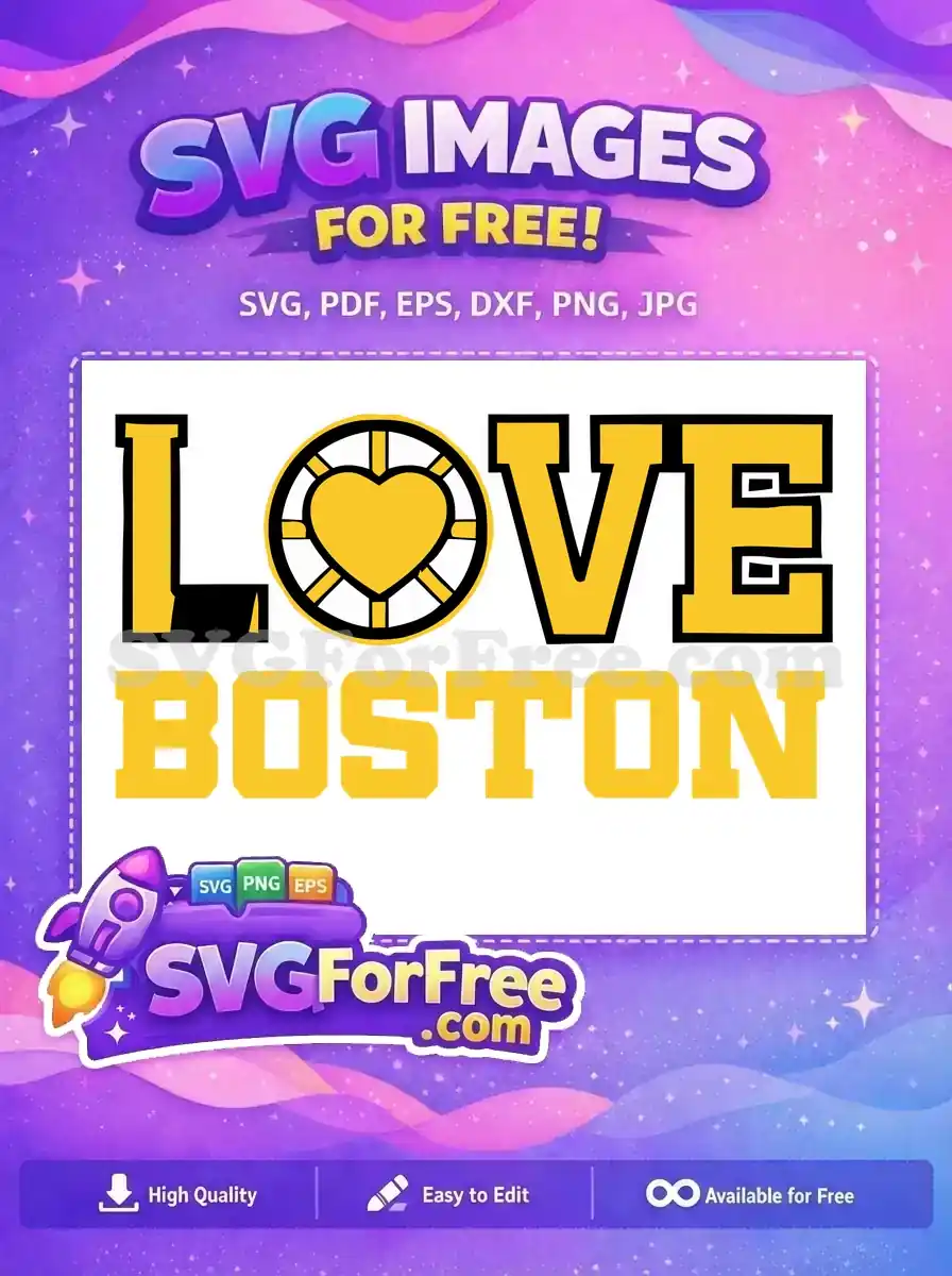 Free Yellow Heart Core Free Boston Bruins Love Free SVG