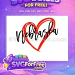Free Red Heart Free Nebraska Script Sport Logos Free SVG - Instant Download