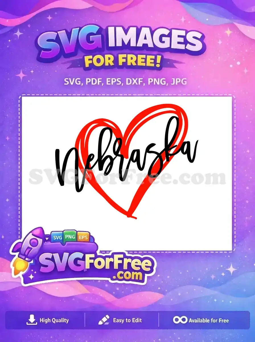 Free Red Heart Free Nebraska Script Sport Logos Free SVG