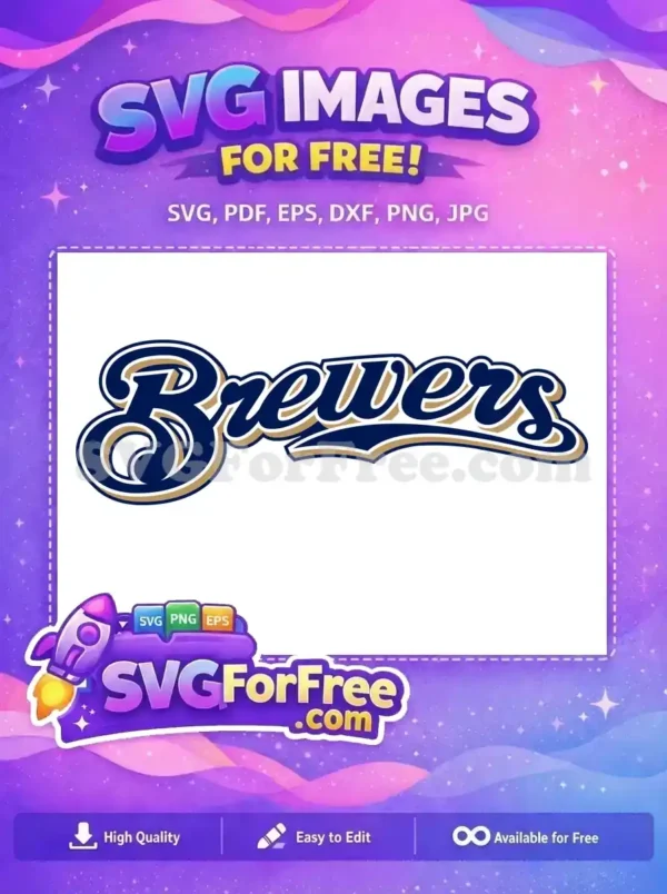 Free Navy Gold Outline Brewers Sport Logos Free Design Free SVG