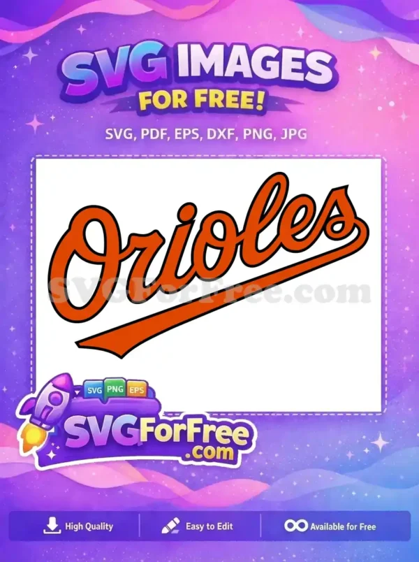 Free Baltimore Orioles Free Script Orange Team Free SVG
