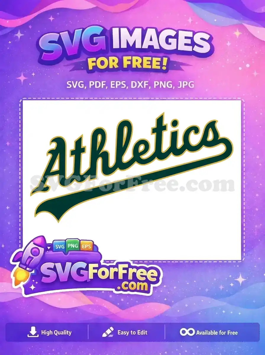 Free Oakland Athletics Text Free Green Gold Sport Free SVG