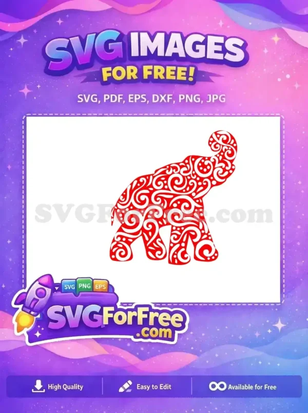 Free Ornate Red Elephant Free Sport Logos Red Design Free SVG