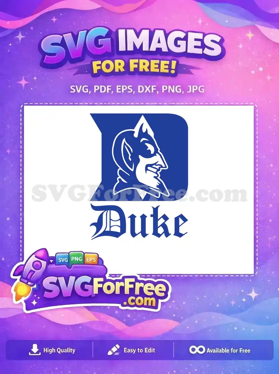 Free Duke Blue Devil Mascot Free Blue and White Logo Duke University Sports Free SVG