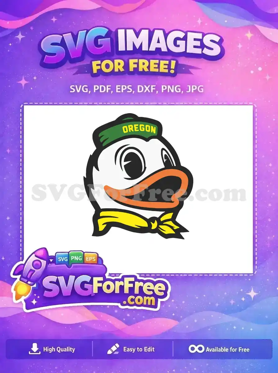 Free Green Oregon Hat Free Yellow Bow Tie Oregon Ducks Mascot Free SVG
