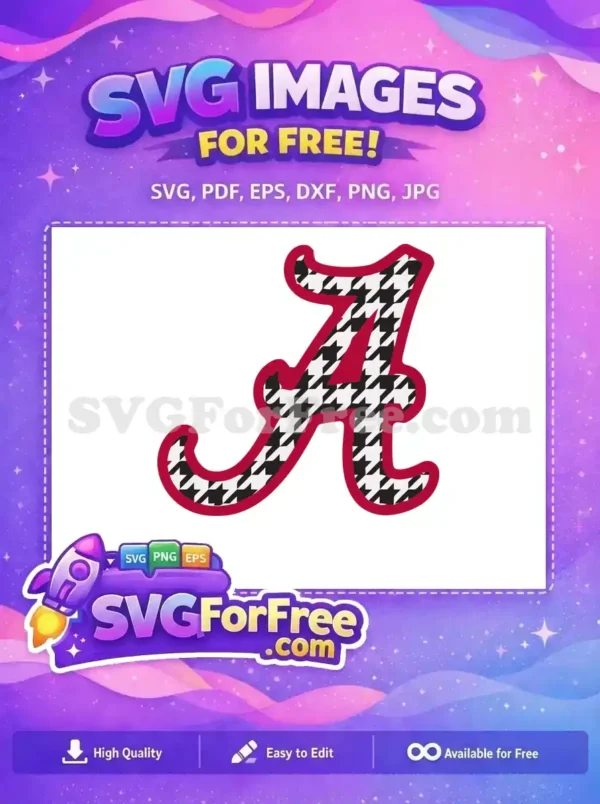 Free Houndstooth Patterned A Free Crimson Outline Alabama Free SVG
