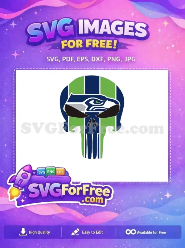 Free Green Blue Stripes Free Skull Logo Sport Free SVG