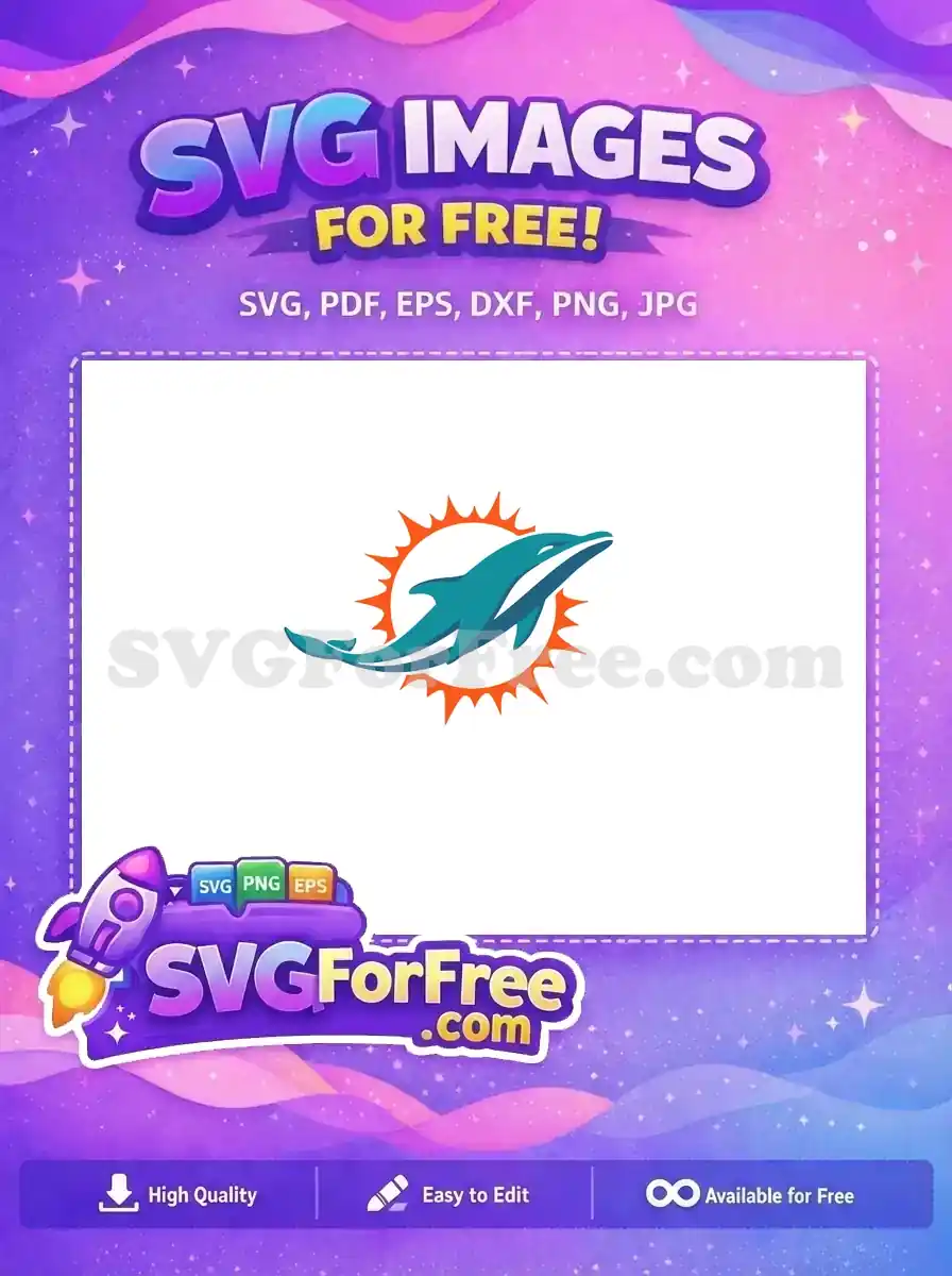 Free Teal Dolphin Free Orange Sun Miami Free SVG 1