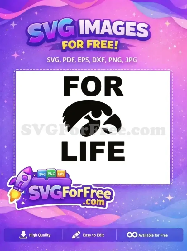 Free Iowa Hawkeyes Free For Life Sport Logo Free SVG