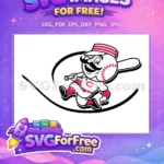 Free Baseball Player Free Mustache Cincinnati Reds Free SVG - Instant Download