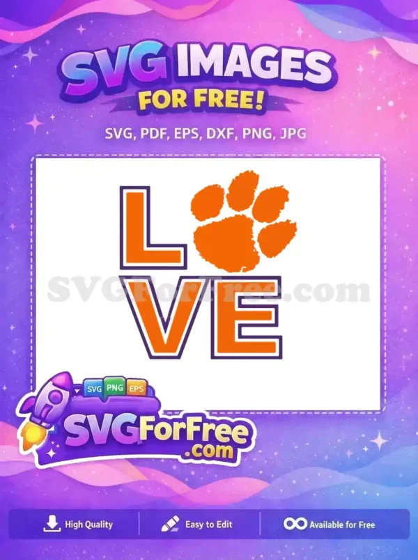 Free Orange Paw Free Clemson Tigers Love Sport Free SVG