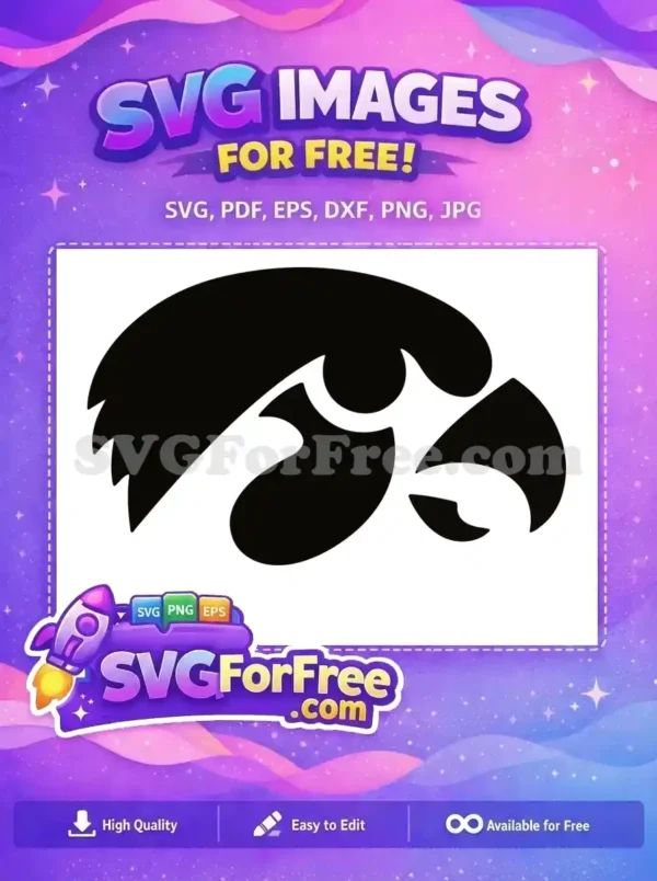 Free Iowa Hawkeyes Logo Free Mascot Black College Free SVG